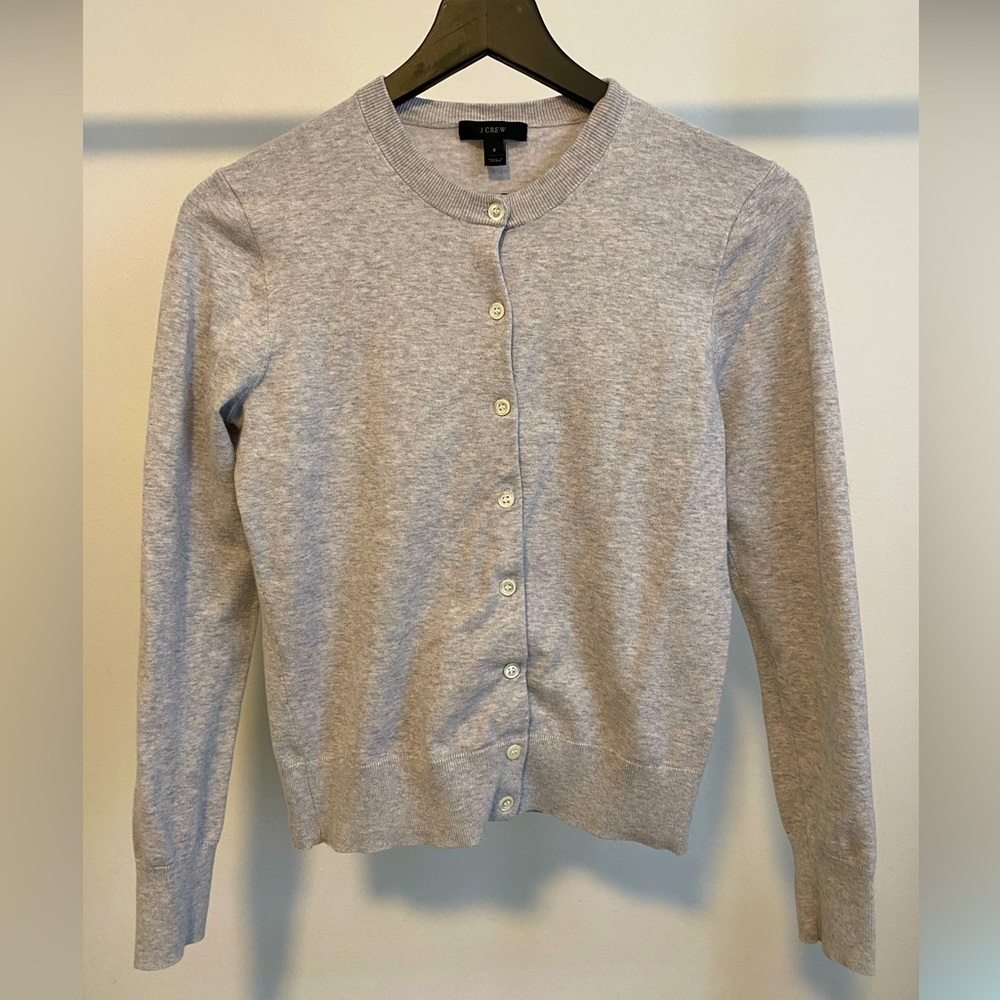 J. Crew light grey button up sweater